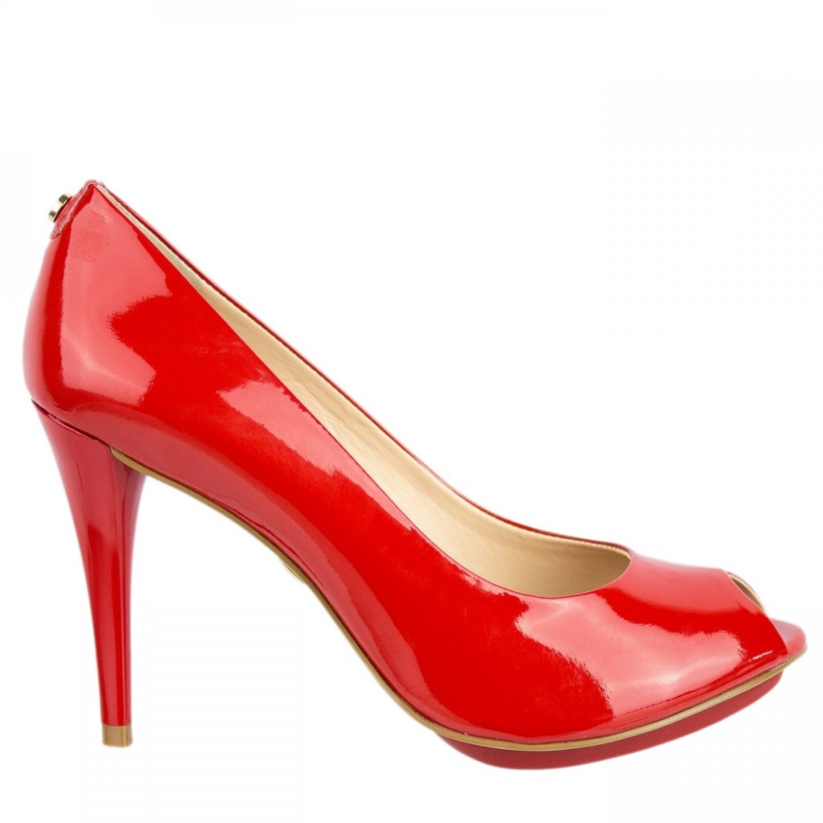 Compre Peep Toe Couro Jorge Bischoff Fivela Vermelho Jorge Bischof Online