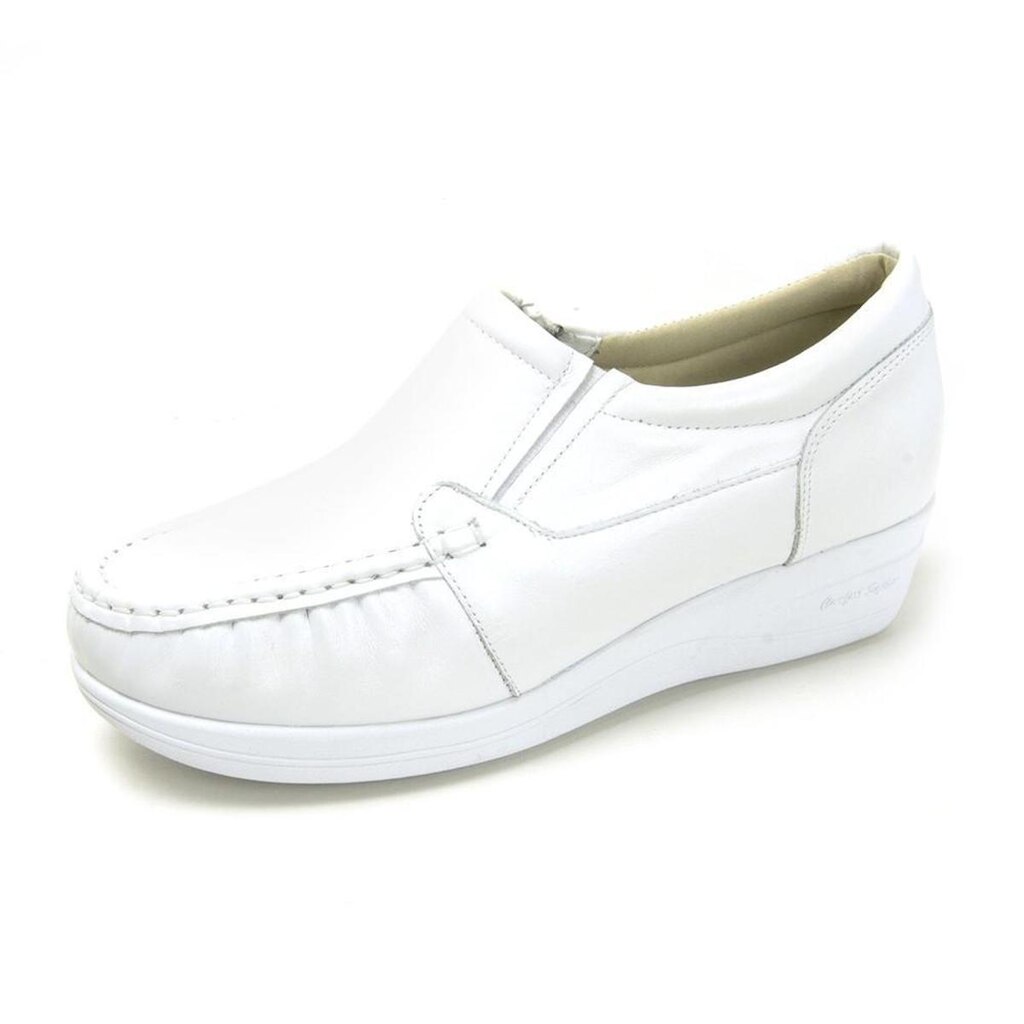 SAPATO PIERRÔ FEMININO ORTOPÉDICO ELÁSTICO COURO BOI BRANCO