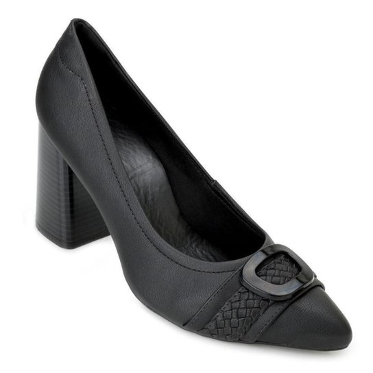 Sapato Salto Bloco Sense - Preto