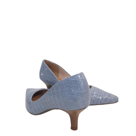 SAPATO SCARPIN FEMININO SALTO BAIXO CROCO 5000 M Azul Claro