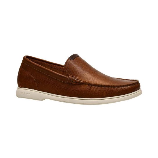 Sapato Slip On Clássico Marrom Com Cabedal Texturizado | Democrata
