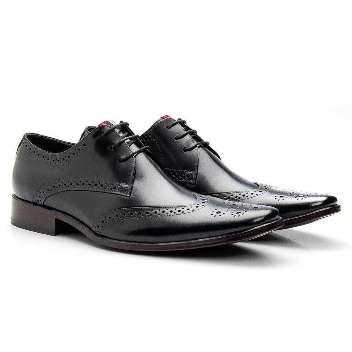 Sapato Social Brogue Masculino Koning Lugo Preto - Preto | Netshoes