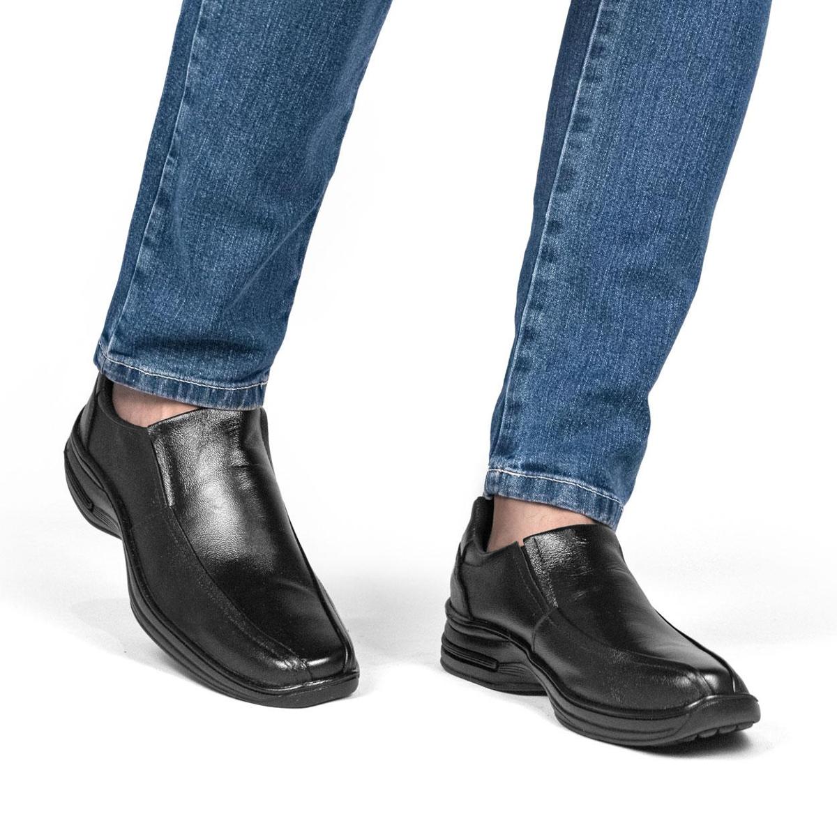 Sapato Social Confort Ortopedico todo em Couro extra confort - Preto |  Netshoes