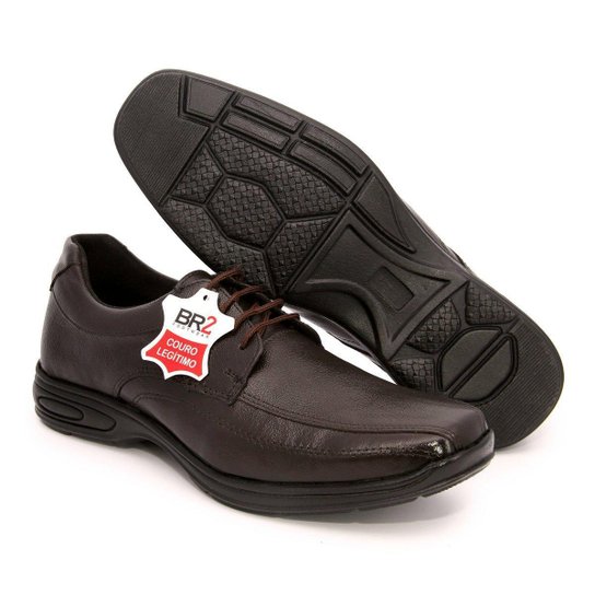 Sapato Social Couro Calce Fácil Anti-Stress Palmilha em Gel Br2 - Marrom Menor preço em Sapato Social Couro Calce Fácil Anti-Stress Palmilha em Gel Br2 - Marrom