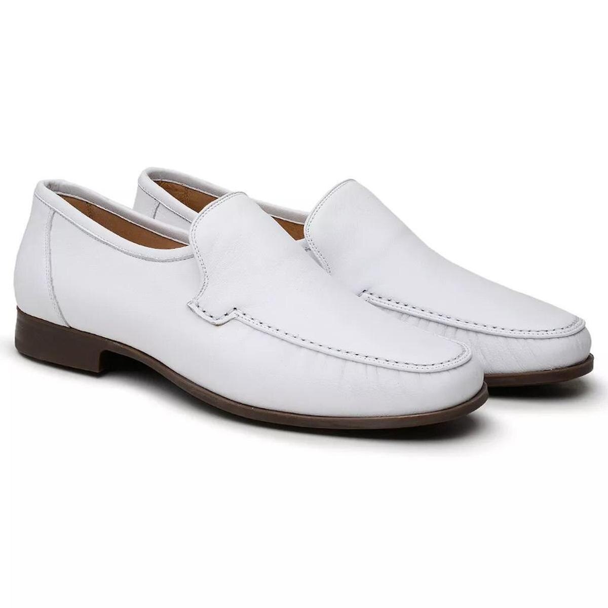 Sapato Social Couro Jacometti 066 Masculino Solado Flexível Macio Branco 37  | Netshoes