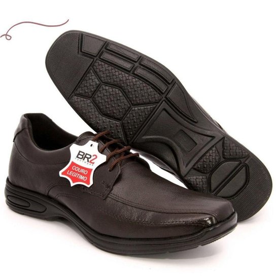 Sapato Social Couro Legítimo Confort Gel BR2 - envio 24h - Marrom Menor preço em Sapato Social Couro Legítimo Confort Gel BR2 - envio 24h - Marrom