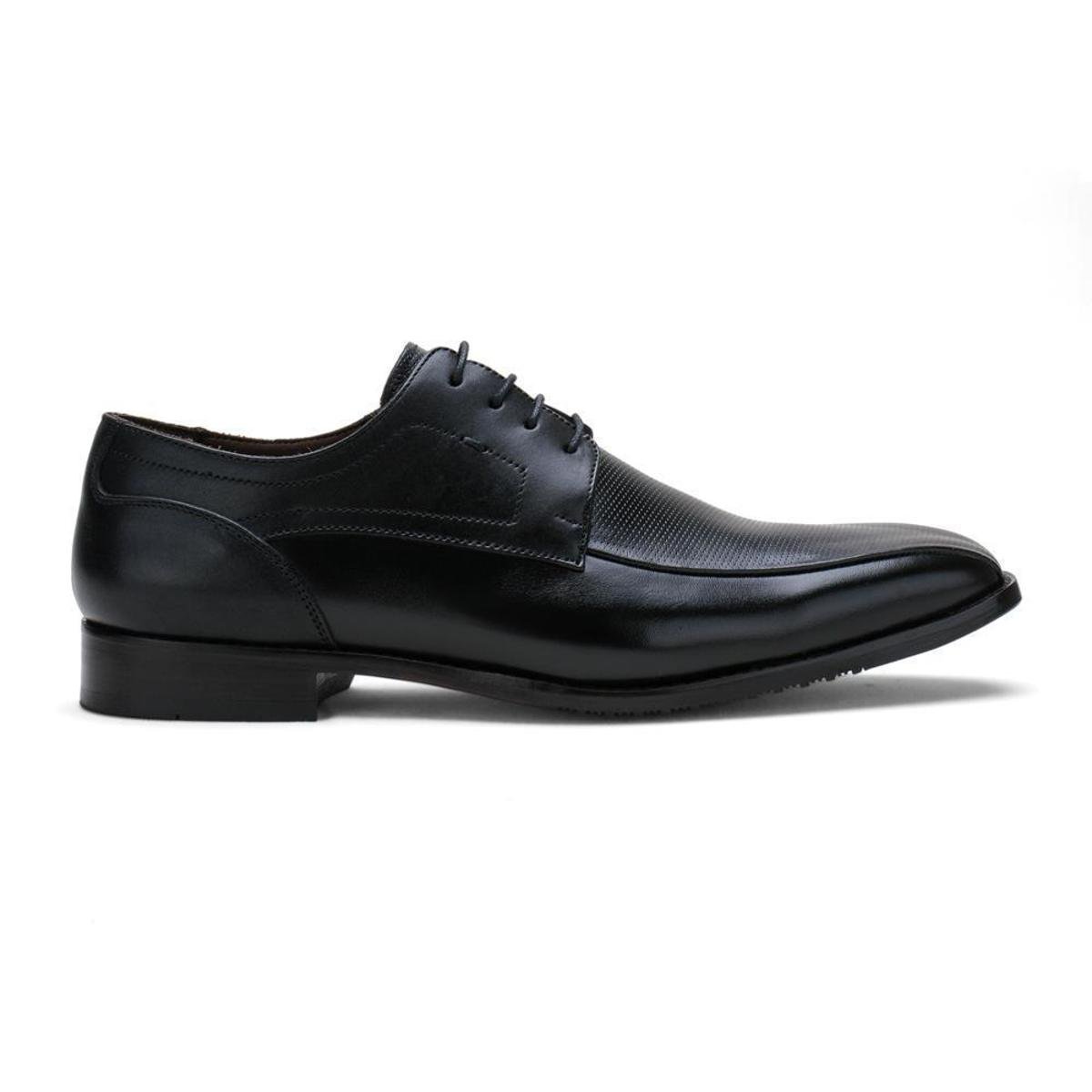 Sapato Social Couro Masculino Cadarço Macio Moderno Estilo - Preto |  Netshoes