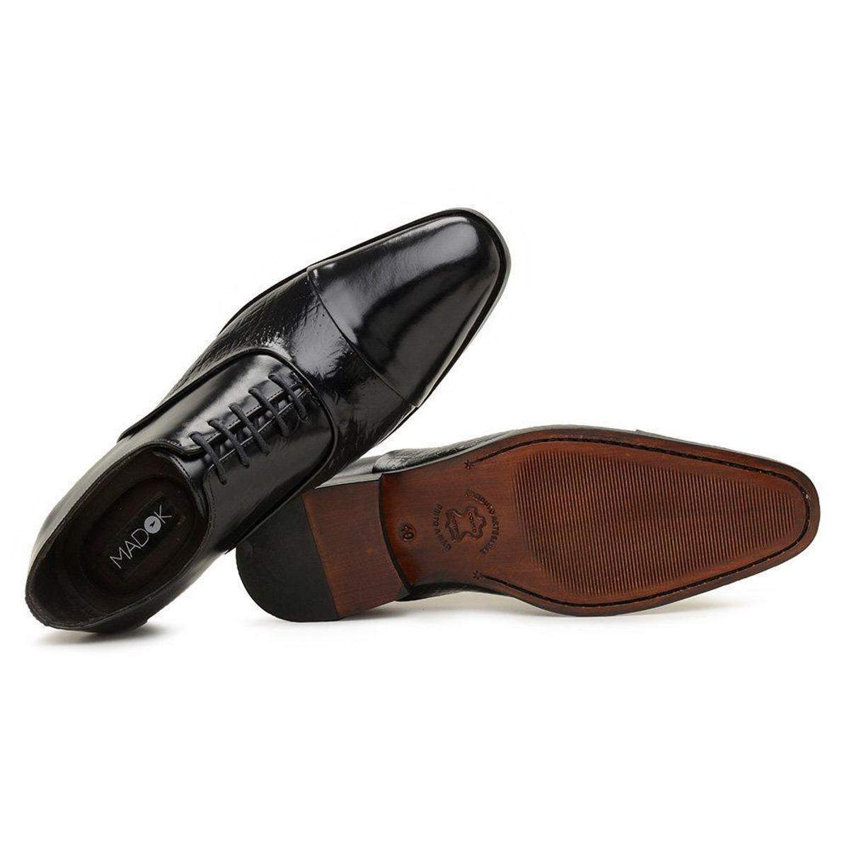 Sapato Social Couro Preto Madok + Cinto 60078 - Preto | Netshoes