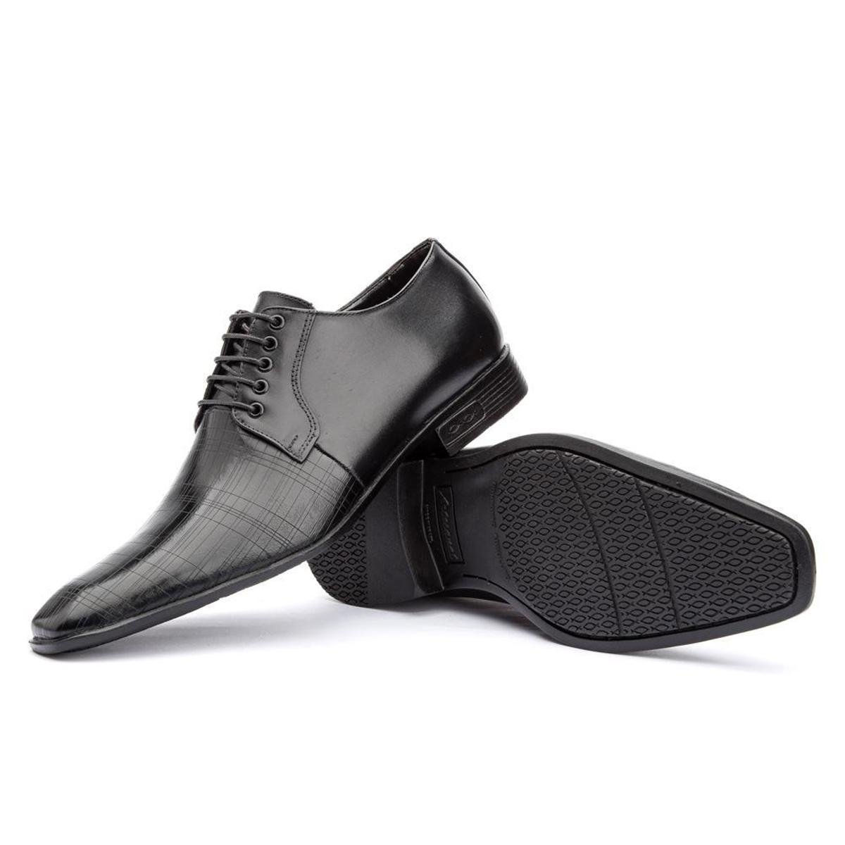 Sapato Social de Amarrar com Estampa Solado em Borracha - Preto | Netshoes
