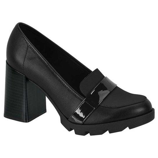 Sapato Social Feminino Salto Bloco Napa Preto Beira Rio - Main Image