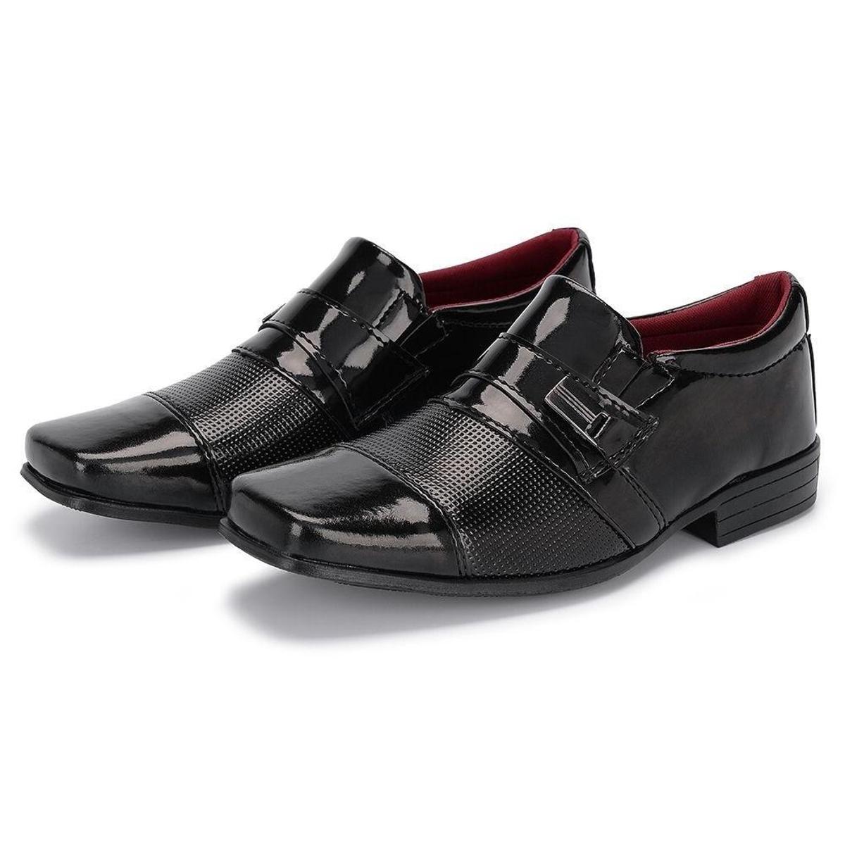 Sapato Social Infantil Detalhe Metal Elastico Lateral Bico Quadrado - Preto  | Netshoes