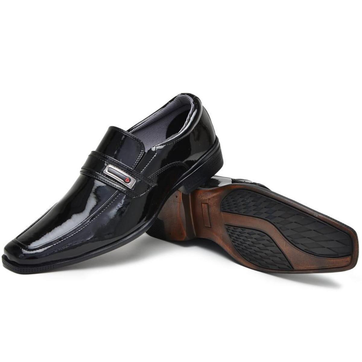 Sapato Social Masculino Bico Quadrado Verniz sem Cadarço com Detalhe  Gravata - Preto | Netshoes