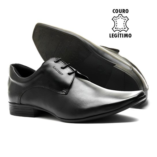 Sapato Social Masculino Calvest Em Couro Tradicional De Amarrar - Preto Menor preço em Sapato Social Masculino Calvest Em Couro Tradicional De Amarrar - Preto