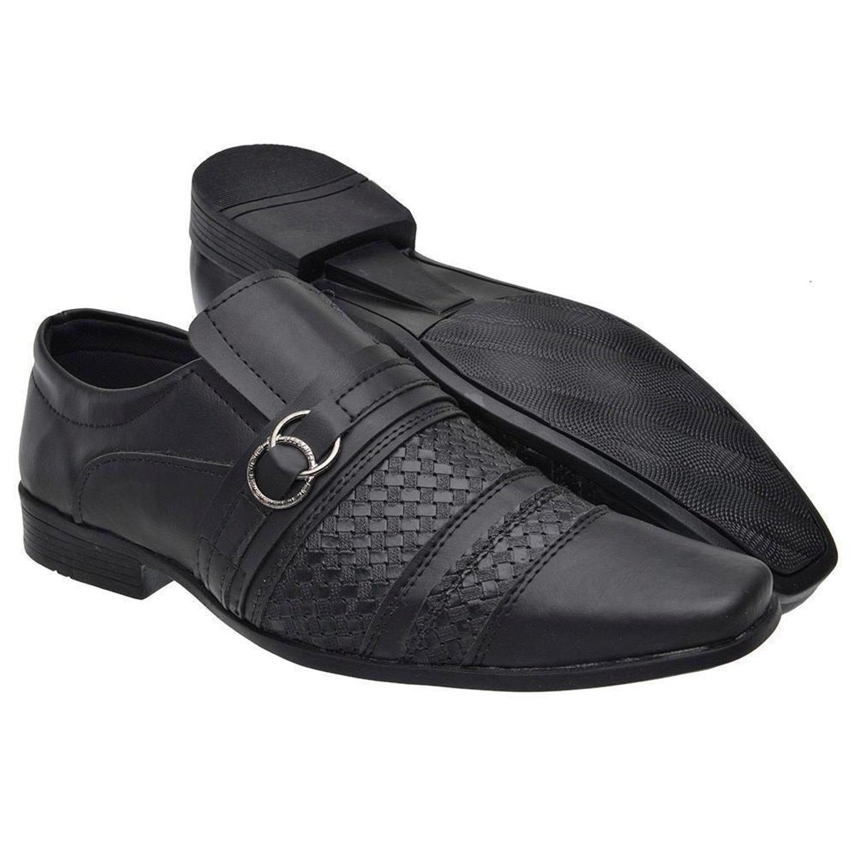 Sapato Masculino, 03 fivelas, lagarto preto - Cód 072L P - Calçados Porto  Free