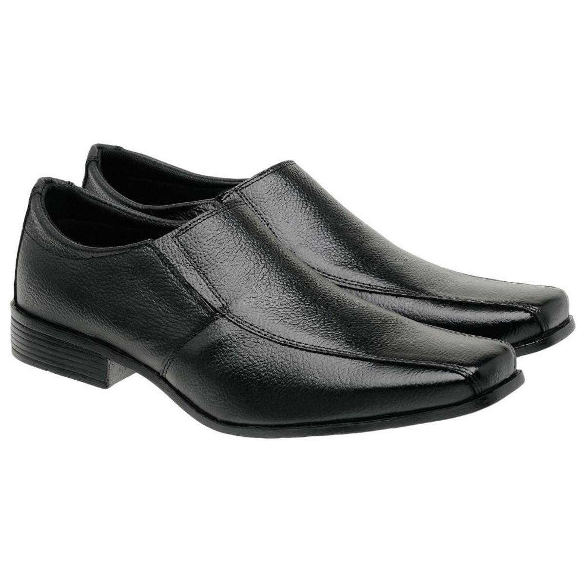 Sapato Social Masculino em Couro Elástico Bico Quadrado - Preto | Netshoes
