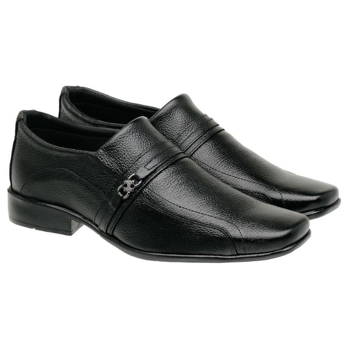 Sapato Social Masculino em Couro Elástico Sem Cadarço - Preto | Netshoes