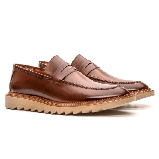 Sapato Social Masculino Mocassim em Couro Conforto Loafer Tratorado Palermo Sofisticado Bigioni - Marrom Menor preço em Sapato Social Masculino Mocassim em Couro Conforto Loafer Tratorado Palermo Sofisticado Bigioni - Marrom
