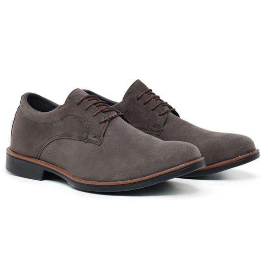 Sapato Social Masculino Sport Casual Oxford Camurça Sola em Borracha Confortável e Macio - Cinza Menor preço em Sapato Social Masculino Sport Casual Oxford Camurça Sola em Borracha Confortável e Macio - Cinza