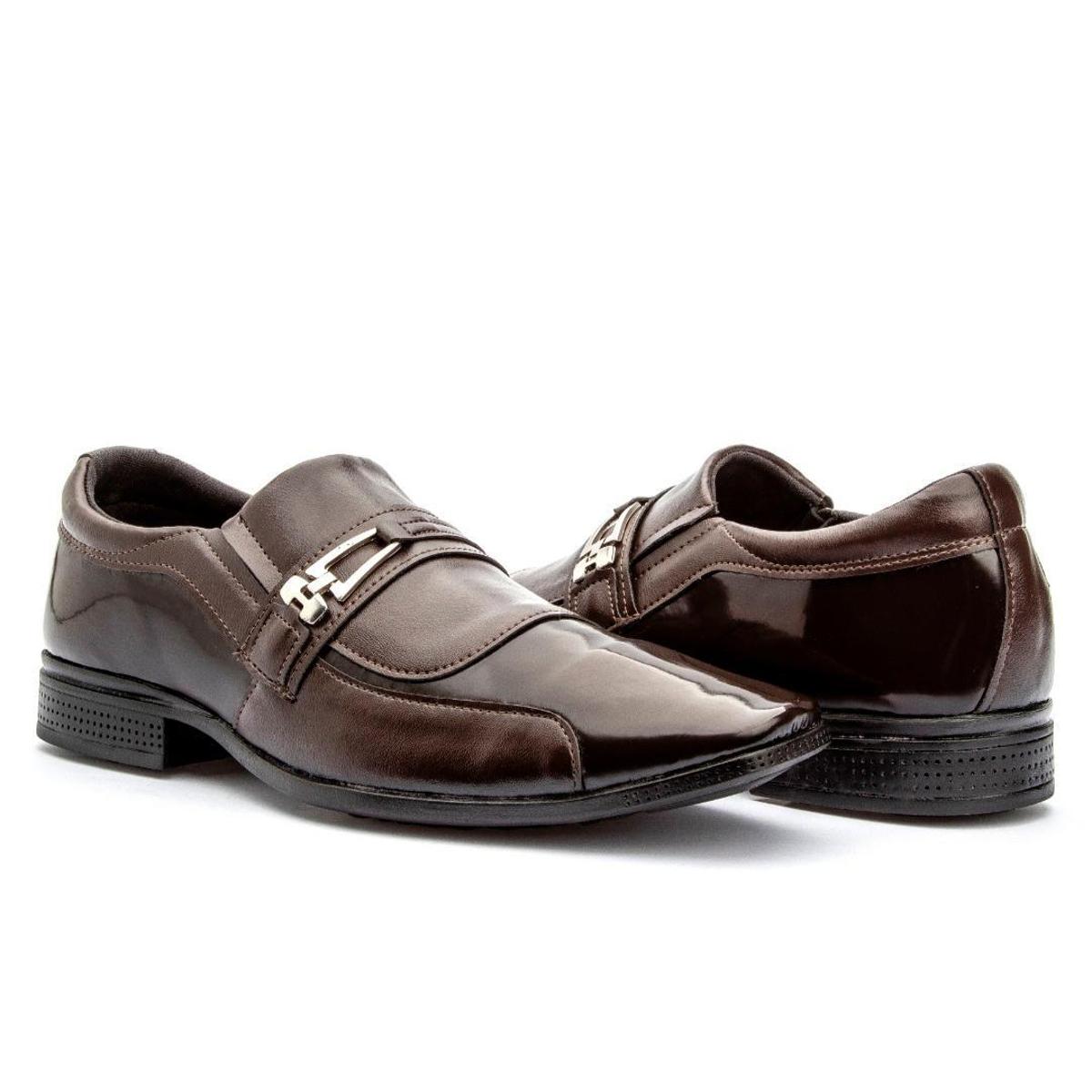 Sapato Social Mocassim Clássico Foot's Shoes 112 Verniz - Café | Netshoes