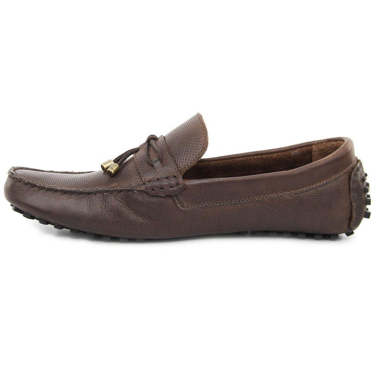 Sapato Social Mocassim Couro Masculino Confortavel Casual - Café | Netshoes