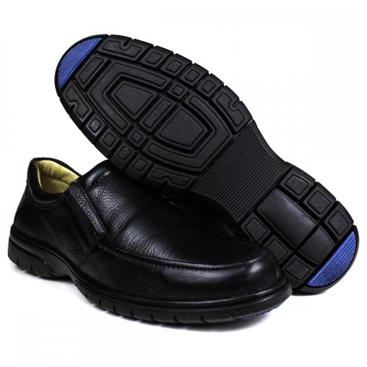 Sapato Social Ortopédico Confort Couro Masculino - Preto | Netshoes