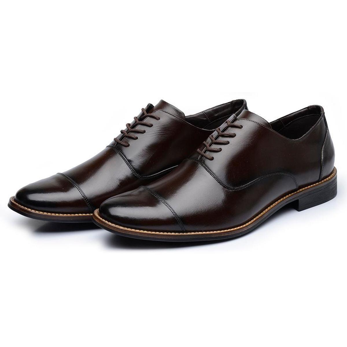 Sapato Social Oxford Couro Estiloso Stefanello York - Café | Netshoes