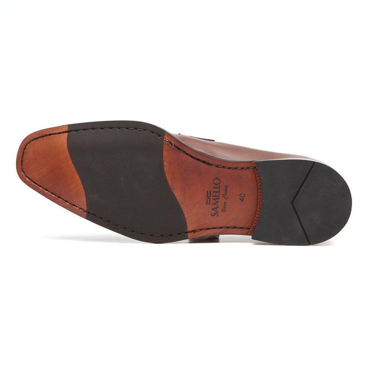 Sapato Social Samello Couro Sentra Masculino - Marrom | Netshoes