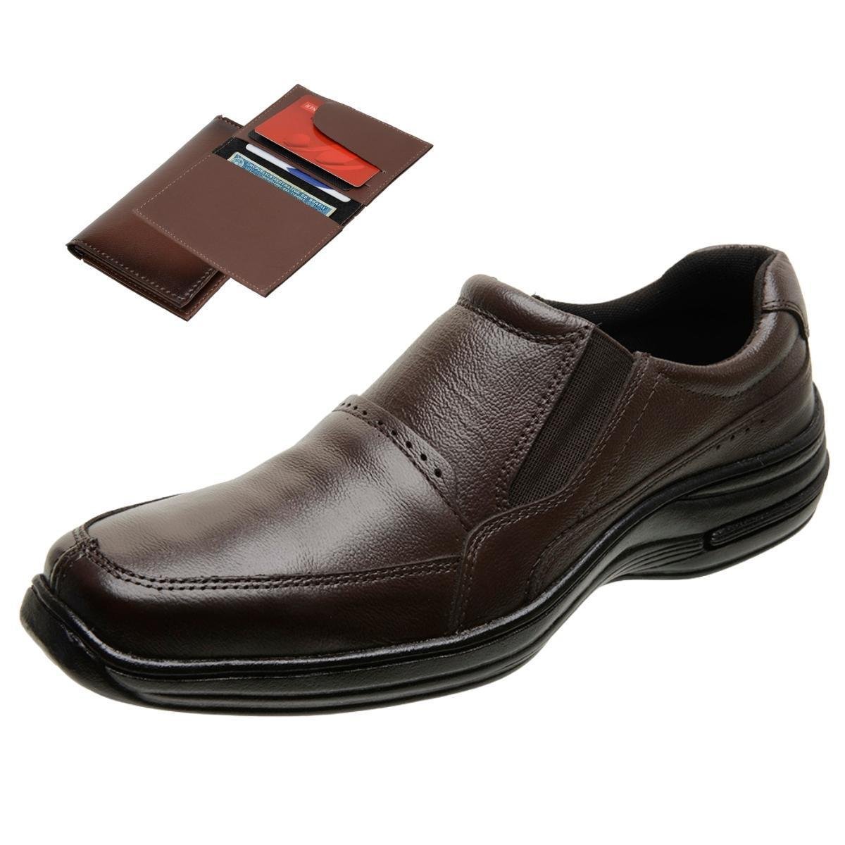 Sapatos Casual Social Masculinos Couro Legítimo Ortopédico + Carteira Menor preço em Sapatos Casual Social Masculinos Couro Legítimo Ortopédico + Carteira