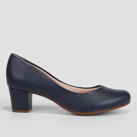 Scarpin Beira Rio Salto Médio Básico - Azul Escuro Menor preço em Scarpin Beira Rio Salto Médio Básico - Azul Escuro