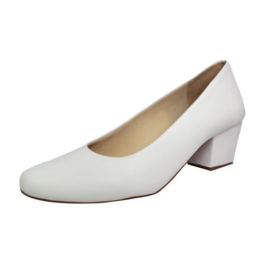 Scarpin Boneca Salto Baixo Grosso Luiza Sobreira Branco - Branco Menor preço em Scarpin Boneca Salto Baixo Grosso Luiza Sobreira Branco - Branco