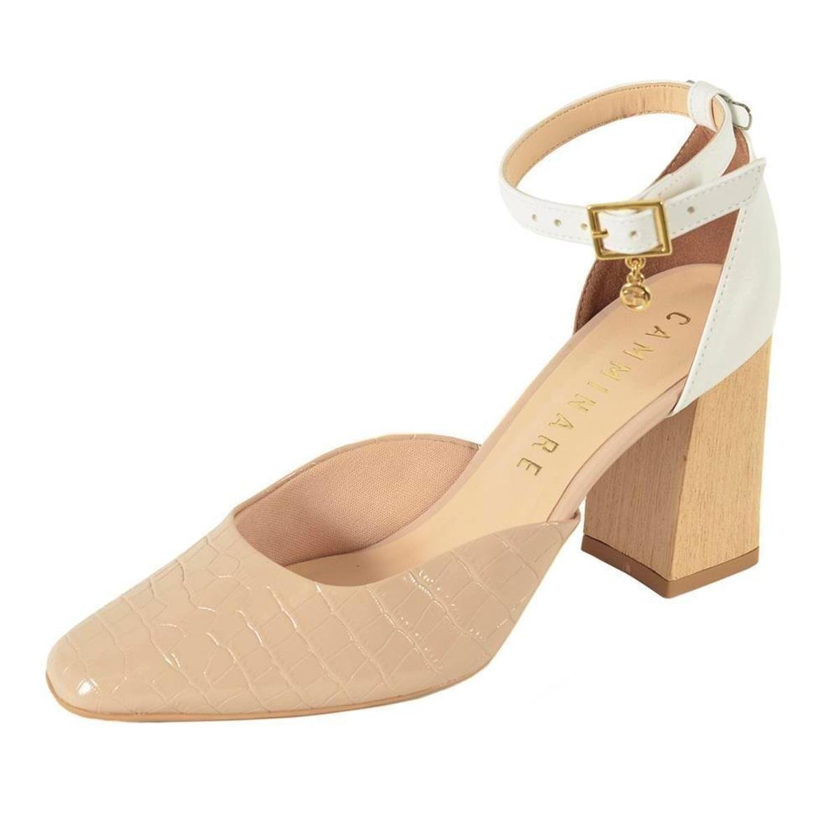 scarpin salto grosso bico quadrado