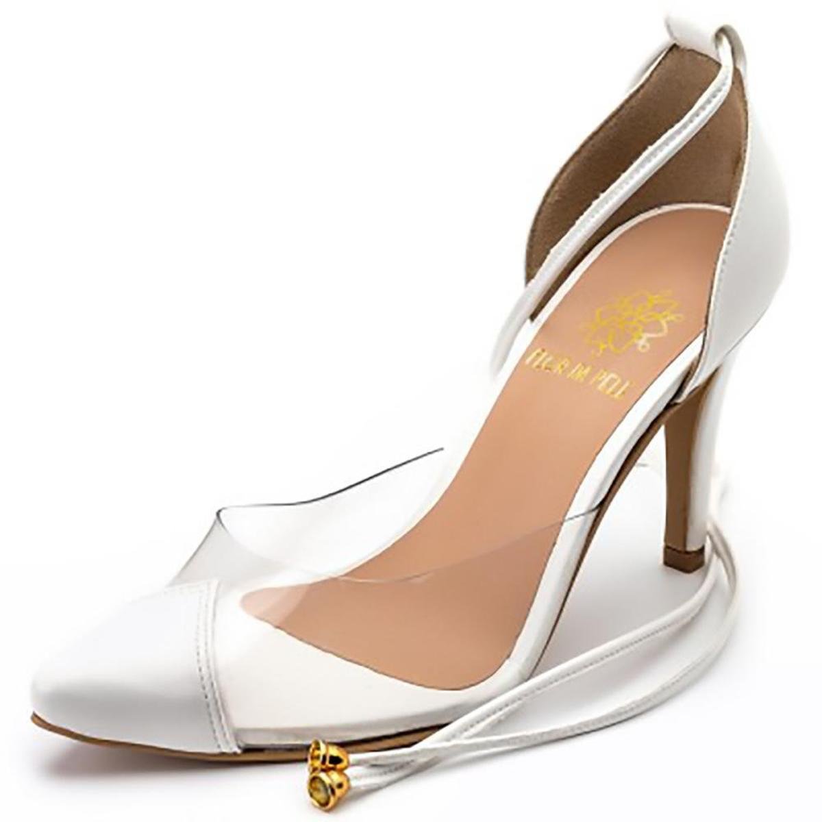 Scarpin branco transparente Clearance
