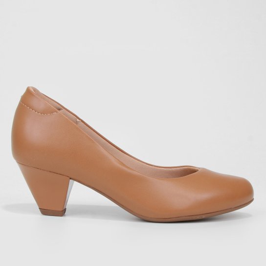 Scarpin Modare Ultraconforto Salto Médio Grosso - Caramelo Menor preço em Scarpin Modare Ultraconforto Salto Médio Grosso - Caramelo