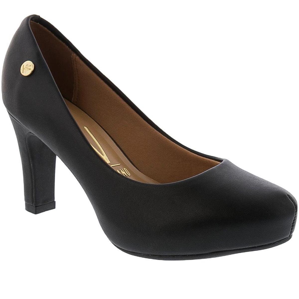 Scarpin Vizzano Salto Grosso Pespontos Preto - 40 - Preto | Netshoes
