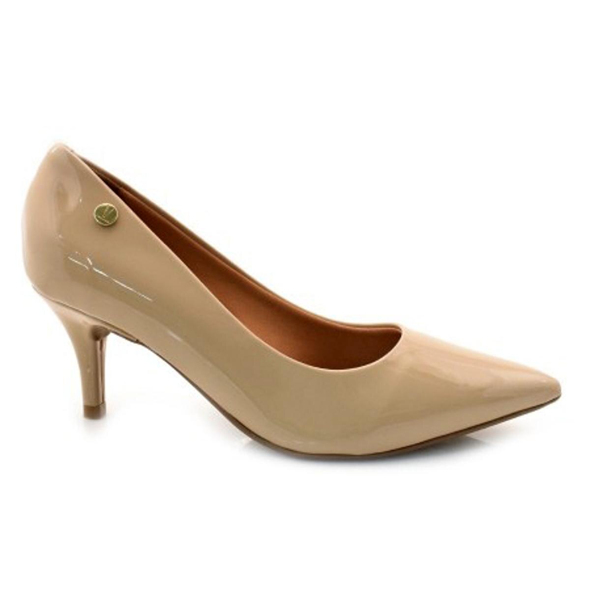 Scarpin Vizzano Verniz Premium Salto Baixo - Bege - 39 - Bege Claro |  Netshoes