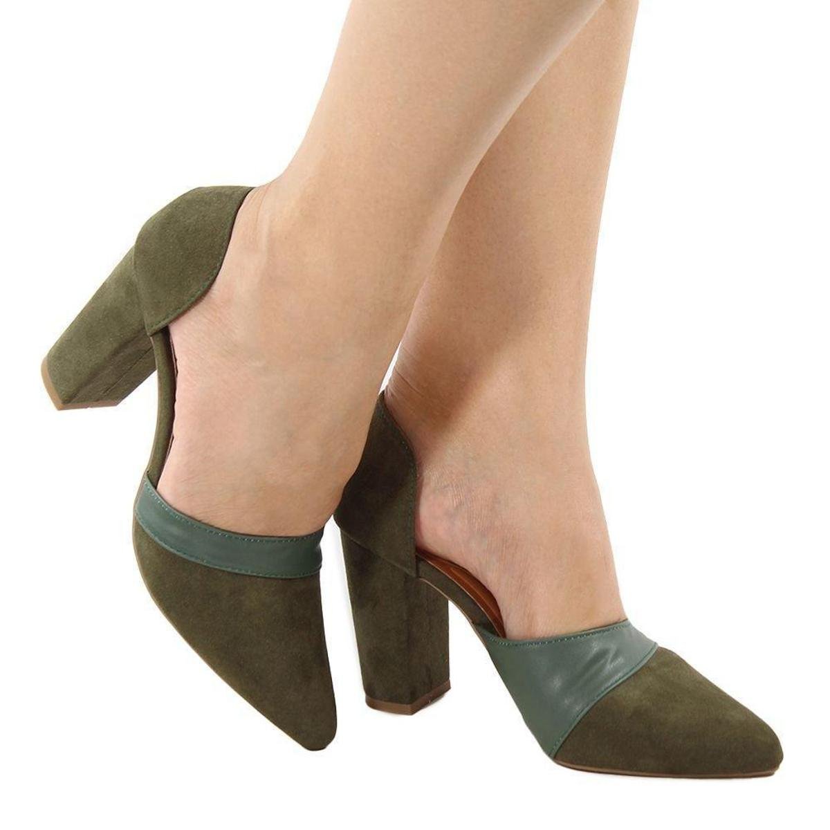Scarpin Zhaceci Salto Bloco Chic Menor preço em Scarpin Zhaceci Salto Bloco Chic
