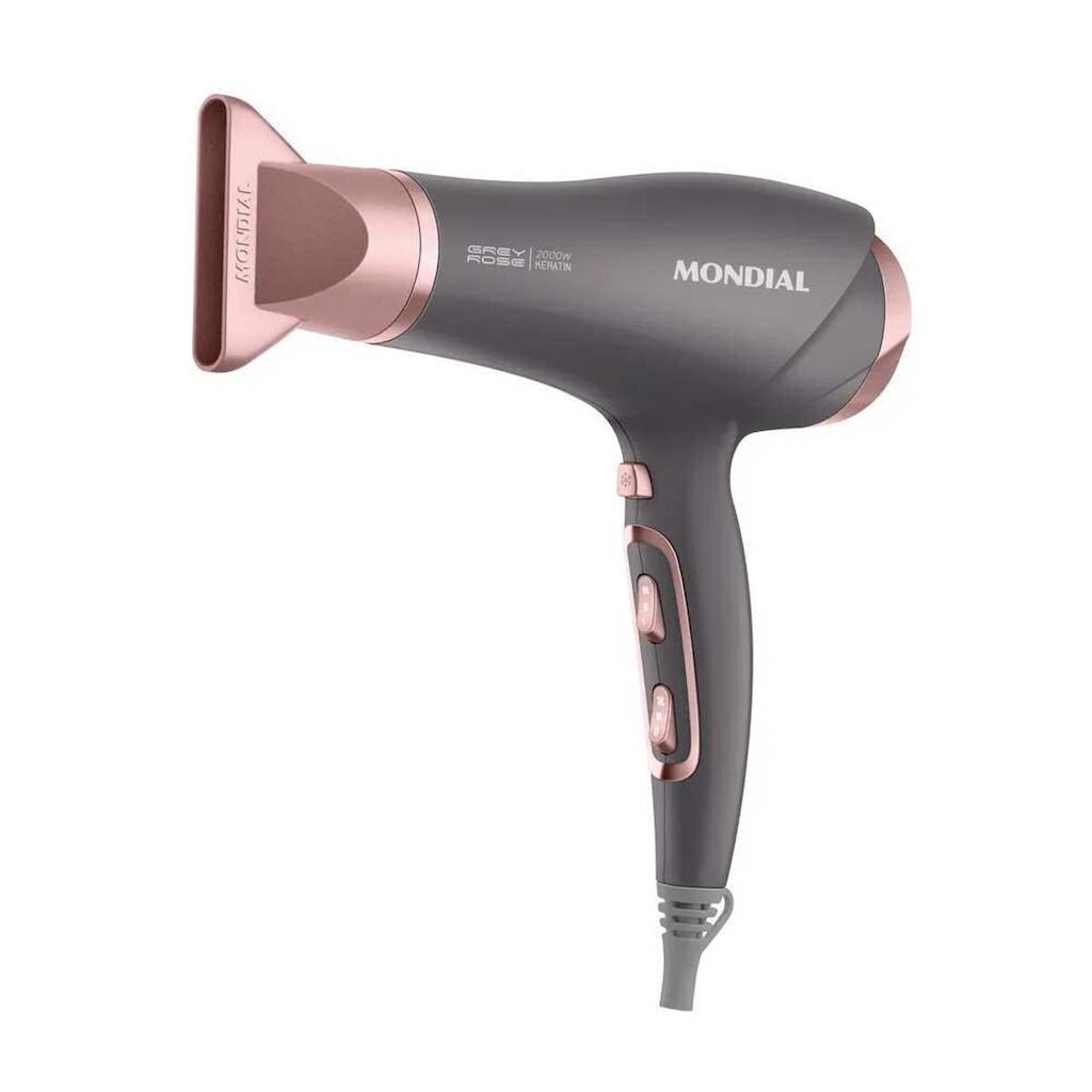 Secador de Cabelo Mondial Keratin Grafite e Rosé