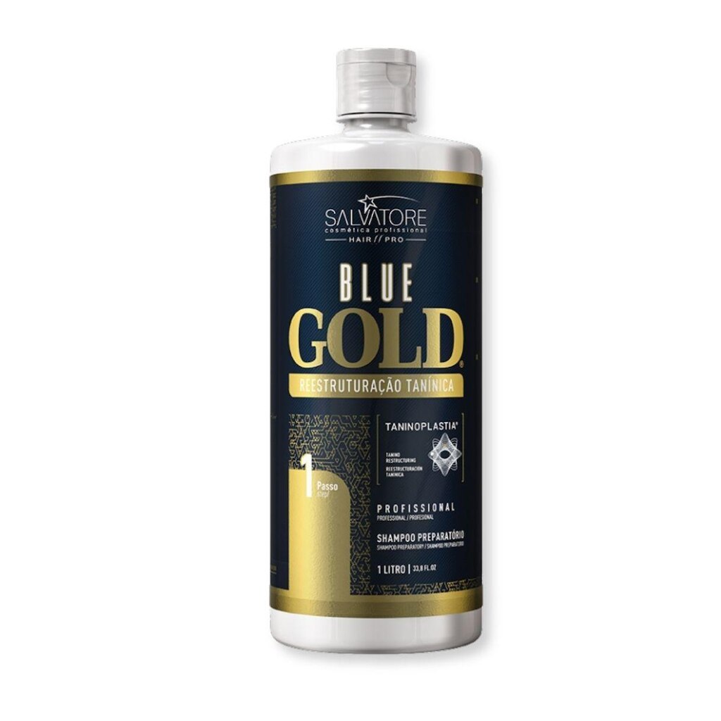 Shampoo Antirresíduo Blue Gold 1L Alinhamento Liso Perfeito
