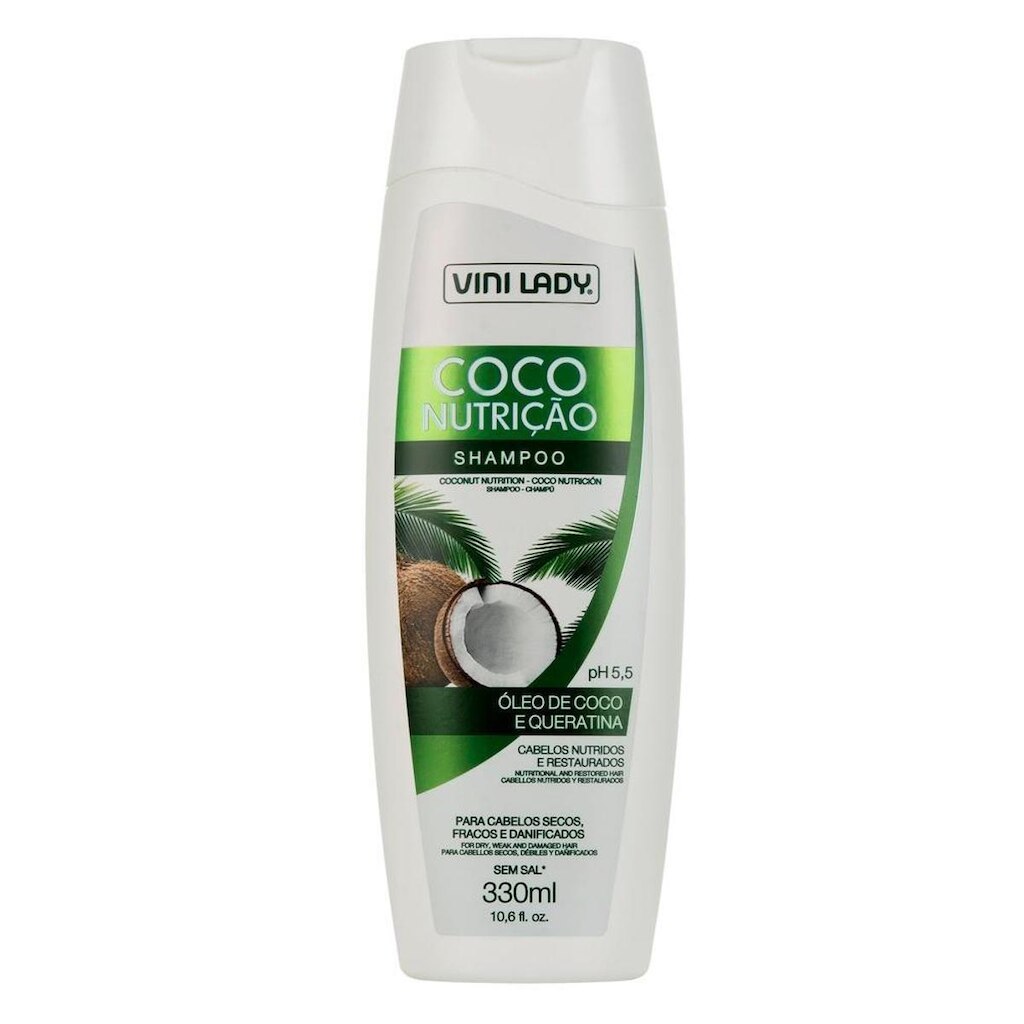 Shampoo Coco Nutrição Óleo de Coco Queratina 330ml Vini Lady