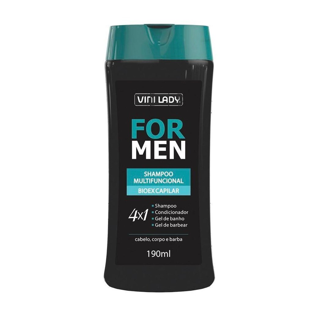 Shampoo Multifuncional For Men 4 em 1 Bioex Capilar 190ml Vini Lady