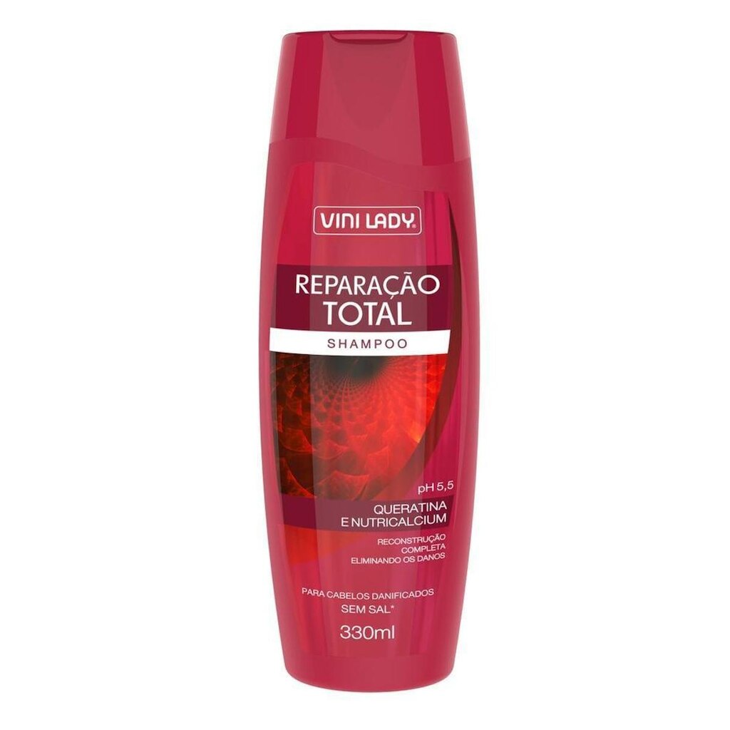 Shampoo Reparação Total Queratina e Nutricalcium 330ml Vini Lady
