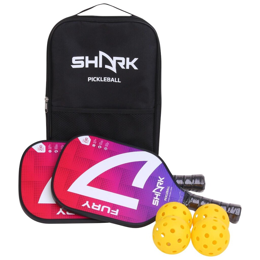 Shark Kit Pickleball - 2 Raquetes 4 Bolas
