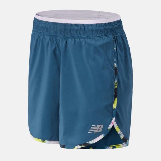 Short 5IN New Balance Accelerate Feminino - Azul Menor preço em Short 5IN New Balance Accelerate Feminino - Azul