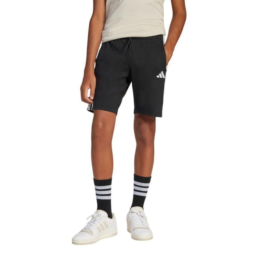 Short Adidas 3 Stripes Essentials Infantil - Preto 13-14