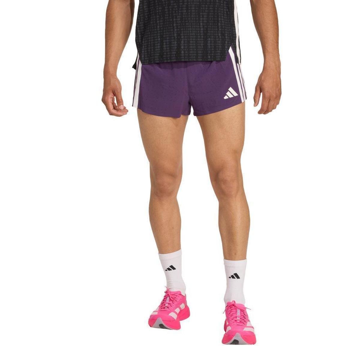 Short Adidas Adizero Running Split Masculino - Roxo+Amarelo | Netshoes