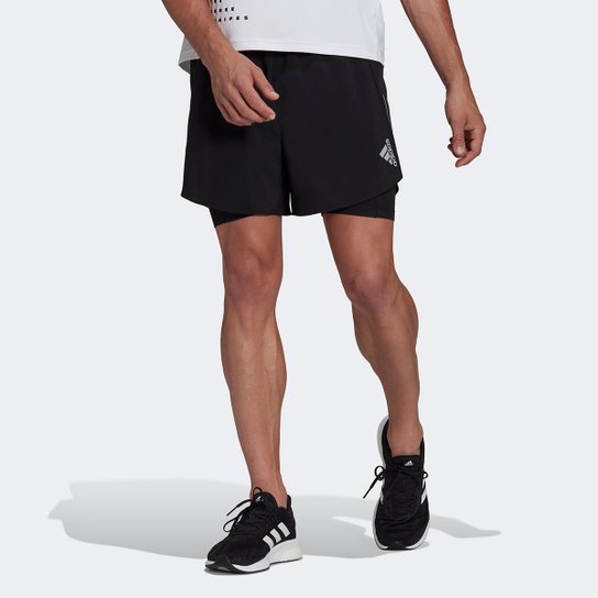Short Adidas Designed II 2 em 1 Masculino - Preto Menor preço em Short Adidas Designed II 2 em 1 Masculino - Preto