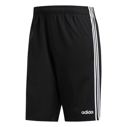 Short Adidas Essentials 3 Stripes Masculino - Preto+Branco Menor preço em Short Adidas Essentials 3 Stripes Masculino - Preto+Branco