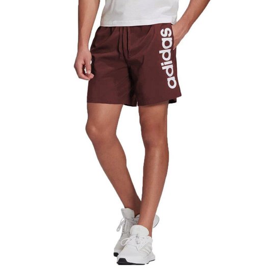 Short Adidas Logo Linear Masculino - Vermelho Menor preço em Short Adidas Logo Linear Masculino - Vermelho