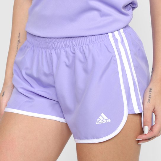Short Adidas Marathon 20 Feminino - Lilás+Branco Menor preço em Short Adidas Marathon 20 Feminino - Lilás+Branco