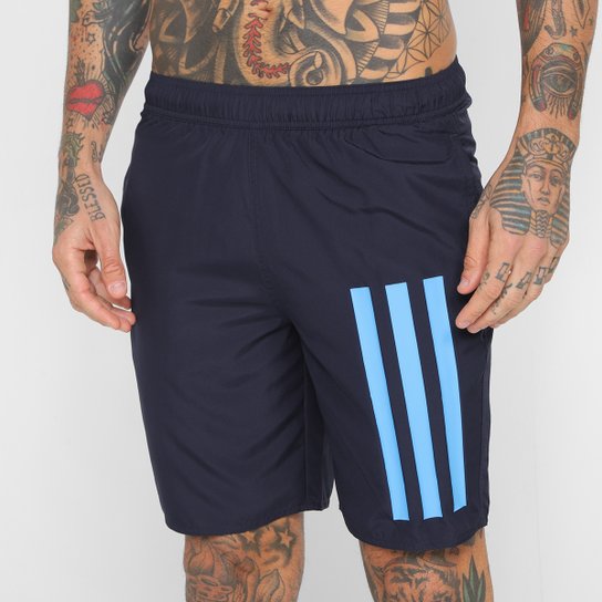 Short Adidas Natação Big Stripes Masculino - Marinho+Azul Menor preço em Short Adidas Natação Big Stripes Masculino - Marinho+Azul
